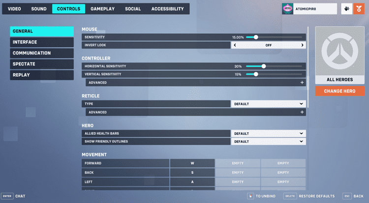 overwatch 2 controls settings